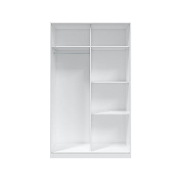 Columbus Arctic White and White Oak Effect Small Narrow Sliding 2 Door Wardrobe - UK Luxury Furniture